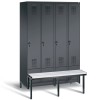 4-person clothing locker with lowered bench frame (Evo)